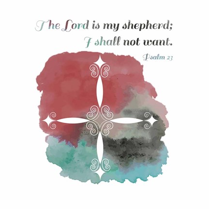 Framed Psalm 23 The Lord is My Shepherd - Cross 2 Print