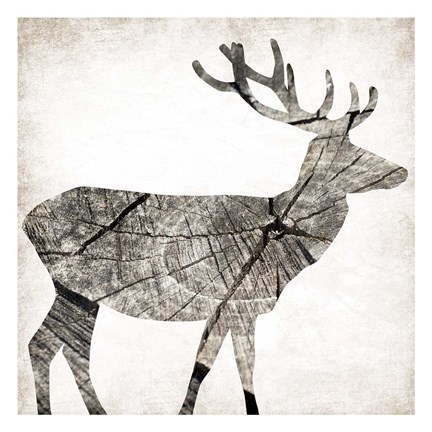 Framed Wood Deer Print