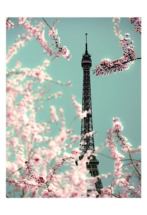 Framed Spring Eiffel Green Print
