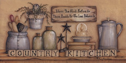 Framed Country Kitchen - Bless the Food Before Us Print