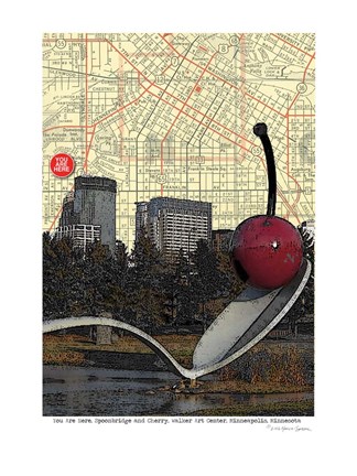 Framed Minneapolis Cherry Spoon Print
