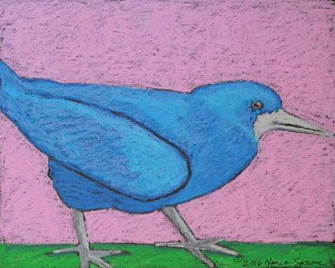 Framed Colorful Blue Bird Print
