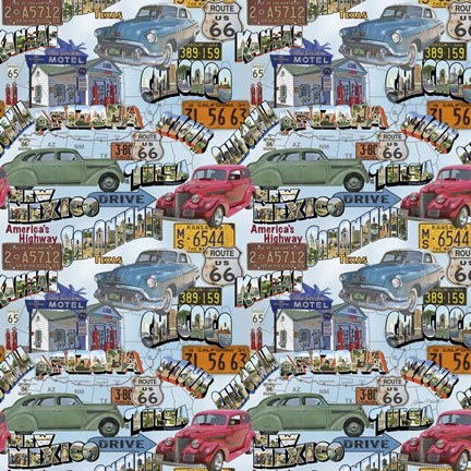 Framed Route 66 - Cars I Print