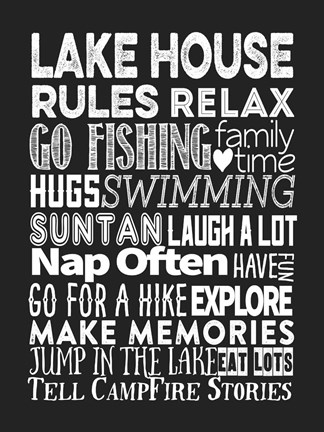 Framed Lake House Rules Print