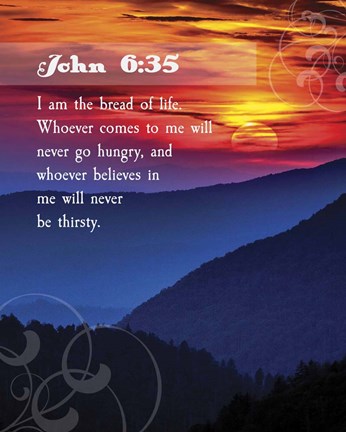 Framed John 6:35 I am the Bread of Life (Hills) Print