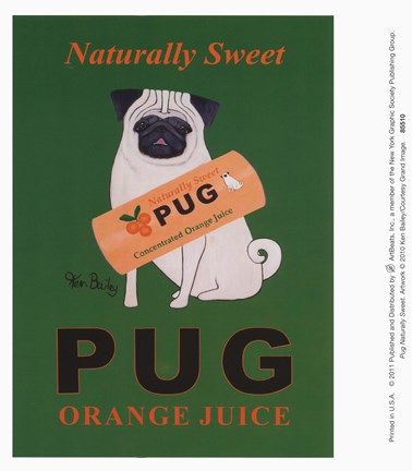Framed Pug Naturally Sweet Print