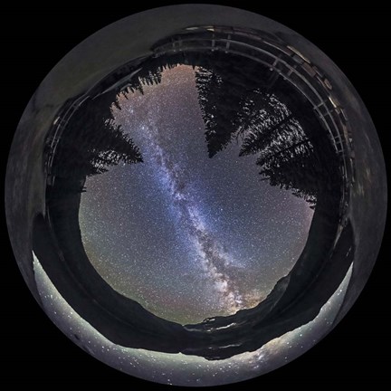 Framed Milky Way at Cameron Lake, Alberta, Canada Print