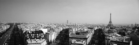 Framed High angle view of a cityscape, Paris, France BW Print