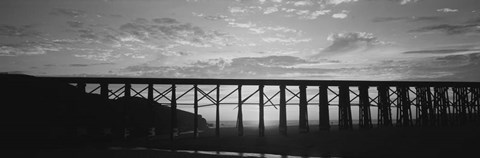 Framed Silhouette of a railway bridge, Pudding Creek Bridge, Fort Bragg, California Print