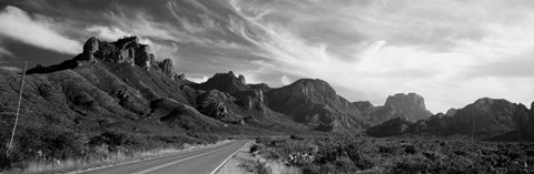 Framed Highway Passing Through A Landscape, Big Bend National Park, Texas Print