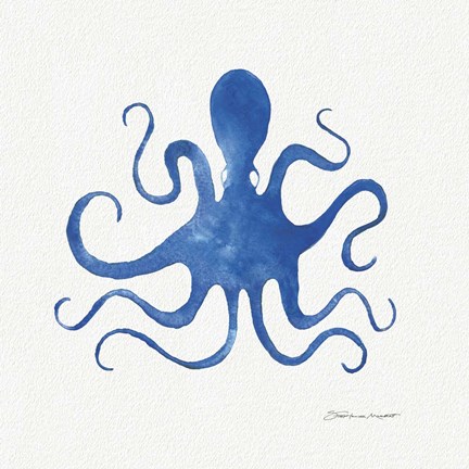 Framed Octopus In Blue Print