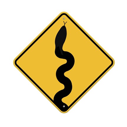 Framed Snake In Road Sign Print