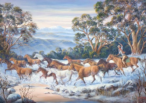 Framed Man From Snowy River Print