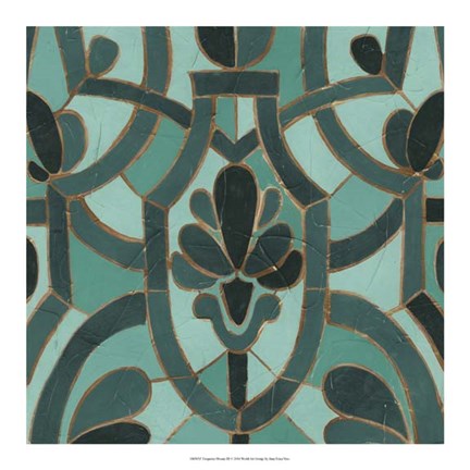 Framed Turquoise Mosaic III Print
