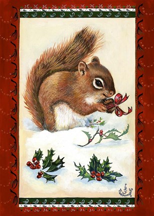 Framed Squirrel&#39;s Christmas Gift Print