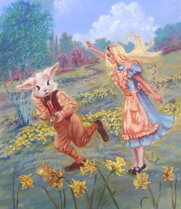 Framed Alice And White Rabbit Print