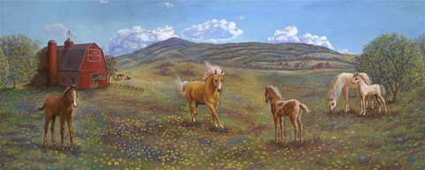 Framed Horses And Barn Print