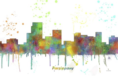 Framed Parsippany New Jersey Skyline Multi Colored 1 Print