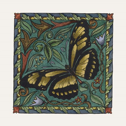 Framed Apple Butterfly Tile Print
