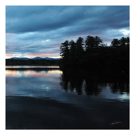 Framed Sunset Lake Pink 2 Print