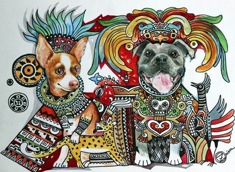 Framed Chihuahua and Pitbull in Mexico Print