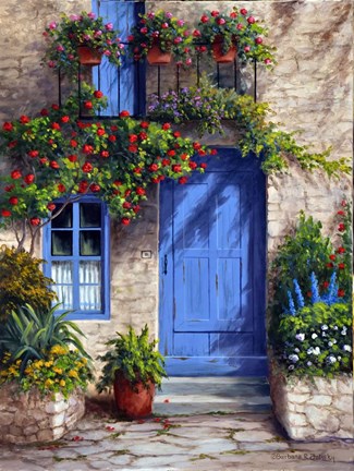 Framed Provence Blue Door Print