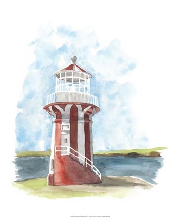 Framed Watercolor Lighthouse III Print
