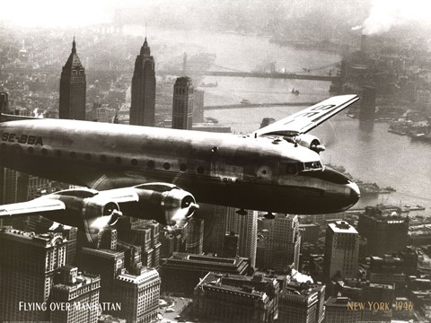 Framed Flying Over Manhattan NYC Print