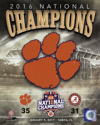 Framed Clemson Tigers 2016 National Champions Team Logo Print