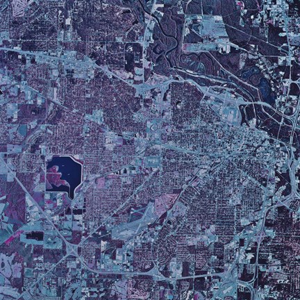 Framed Satellite view of Jackson, Mississippi Print