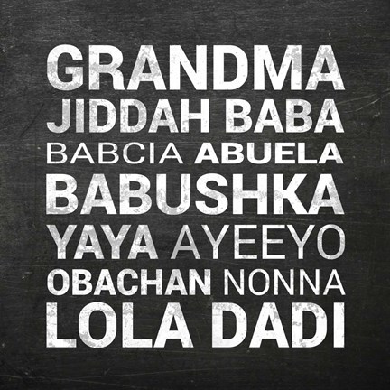 Framed Grandma Various languages - Chalkboard Print