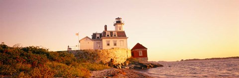 Framed Lighthouse at the coast, Rose Island Light, Newport, Rhode Island, New England Print