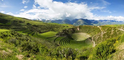 Framed Circular Inca Terraces of Moray, Machupicchu, Peru Print