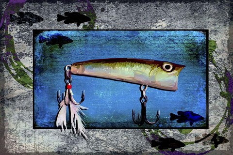 Framed Fishing - Bass Lure Poppy Print