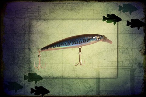 Framed Fishing - Deep Blue Print