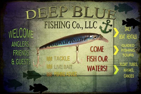 Framed Fishing - Deep Blue LLC sign Print