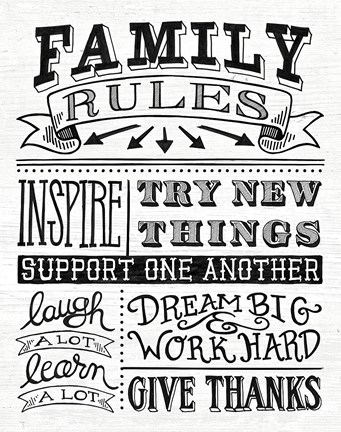Framed Family Rules II Print