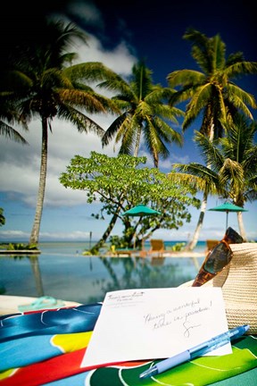 Framed Poolside, Beqa Lagoon Resort, Beqa Island, Fiji Print
