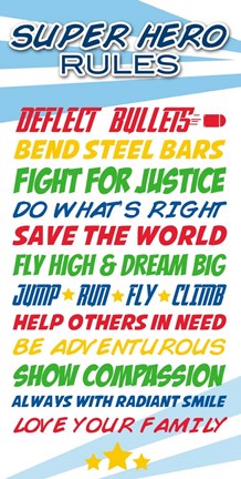 Framed Superhero List Print