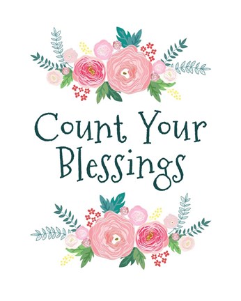 Framed Count Your Blessing-Floral Print