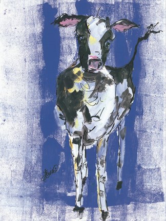 Framed Denim Cow Print