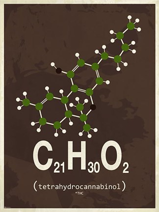 Framed Molecule THC - Brown Print