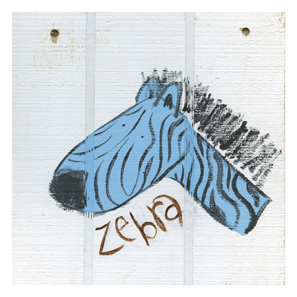 Framed Happy Blue Zebra Print