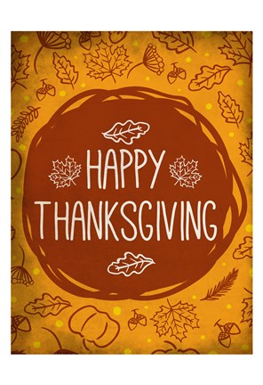 Framed Happy Thanksgiving Orange Print