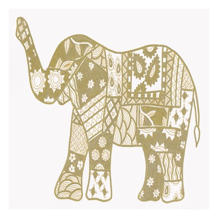 Framed Elephant Gold Print