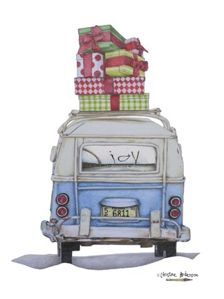 Framed Christmas Van Print