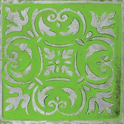 Framed Bright Green Mosaic Print
