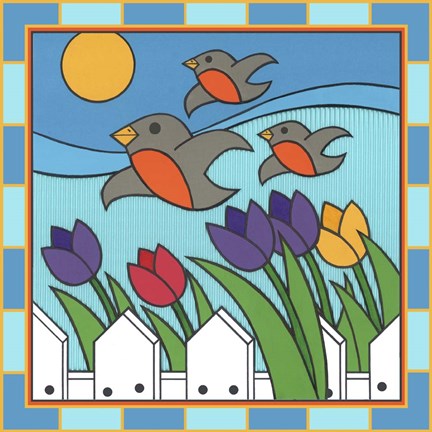 Framed Tulips 3 With Melody The Songbird Print