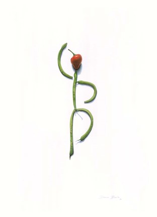 Framed String Bean Chili Pepper Dancer Print
