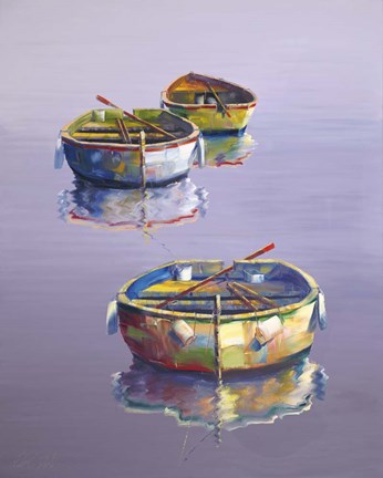 Framed 3 Boats Purple Print